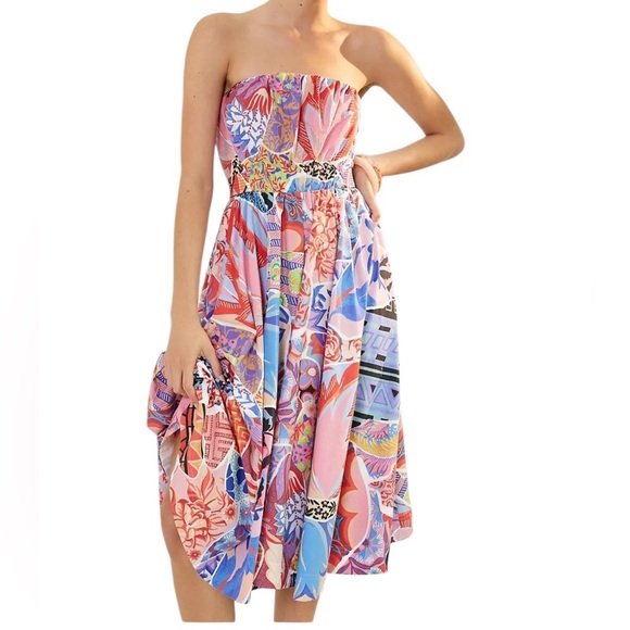 Anthropologie Alexandra Farmer Painterly Midi Dress size US 0 XS S - Picture 1 of 10